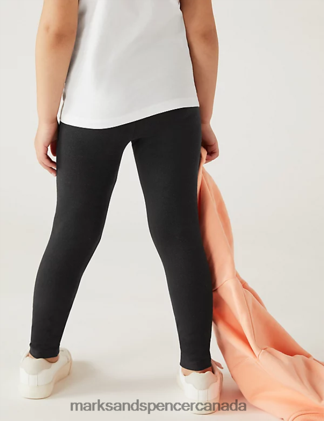 Marks and Spencer Canada - Clothing 20VTD9628 Black Kids Marks & Spencer 5pk Cotton Rich Leggings