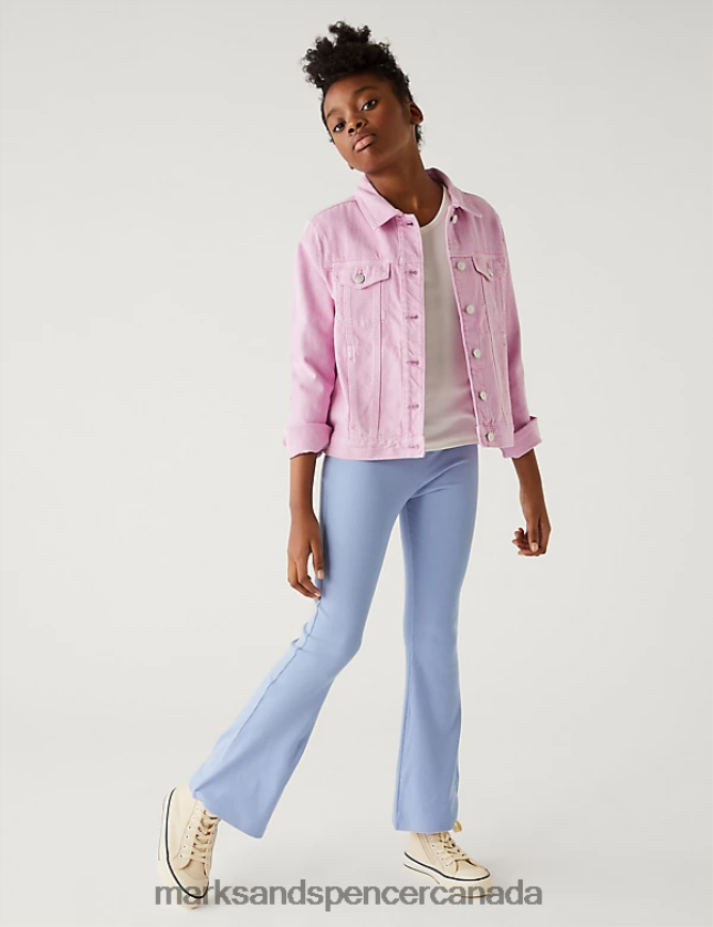 Clothing 20VTD9718 Blue Kids Marks & Spencer Cotton Rich Flared Ribbed Leggings - Marks and Spencer outlet