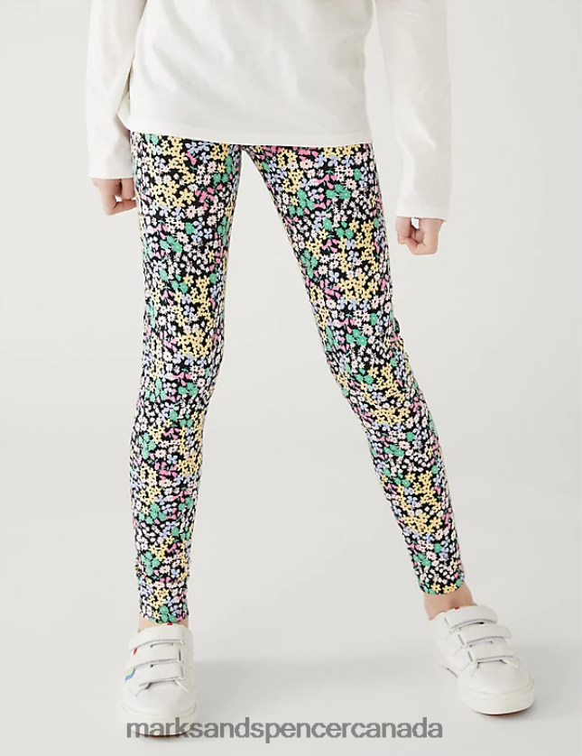 Marks and Spencer near me - Clothing 20VTD9851 Multi Kids Marks & Spencer 4pk Cotton Rich Floral & Plain Leggings