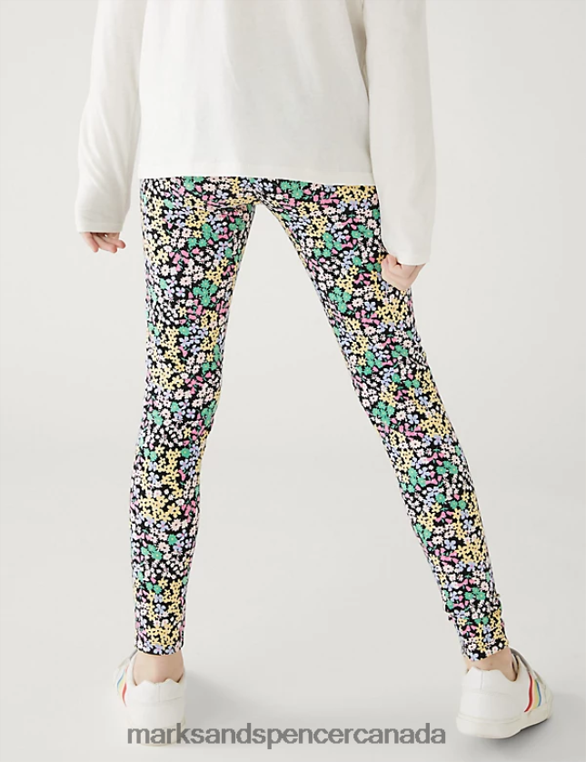 Marks and Spencer near me - Clothing 20VTD9851 Multi Kids Marks & Spencer 4pk Cotton Rich Floral & Plain Leggings