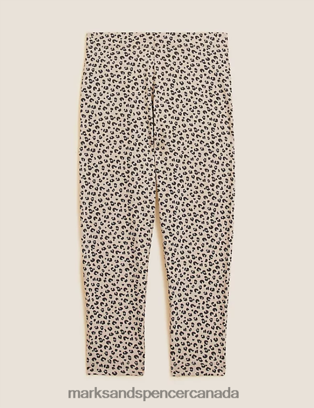 Marks and Spencer sale - Clothing 20VTD9867 Beige Kids Marks & Spencer Cotton Rich Animal Print Leggings