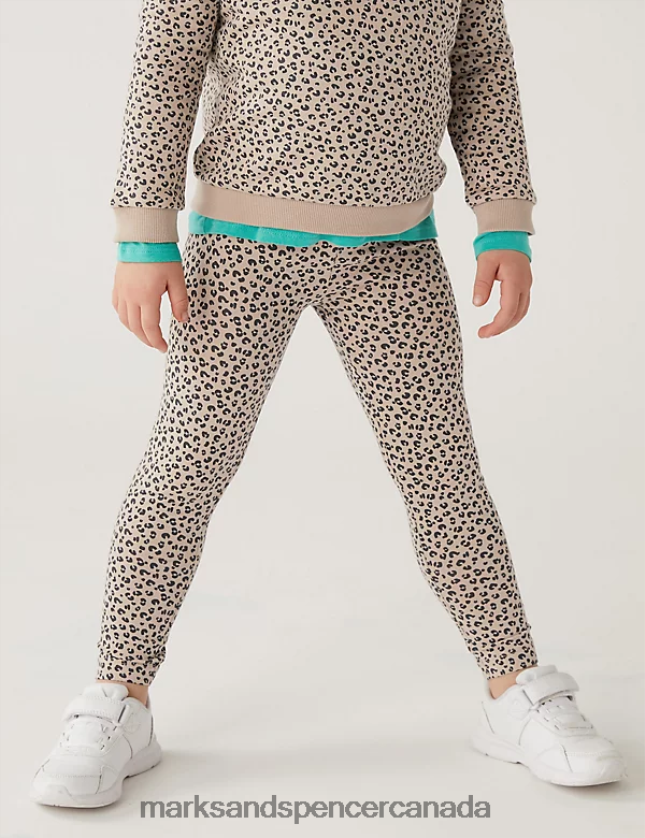 Marks and Spencer sale - Clothing 20VTD9867 Beige Kids Marks & Spencer Cotton Rich Animal Print Leggings