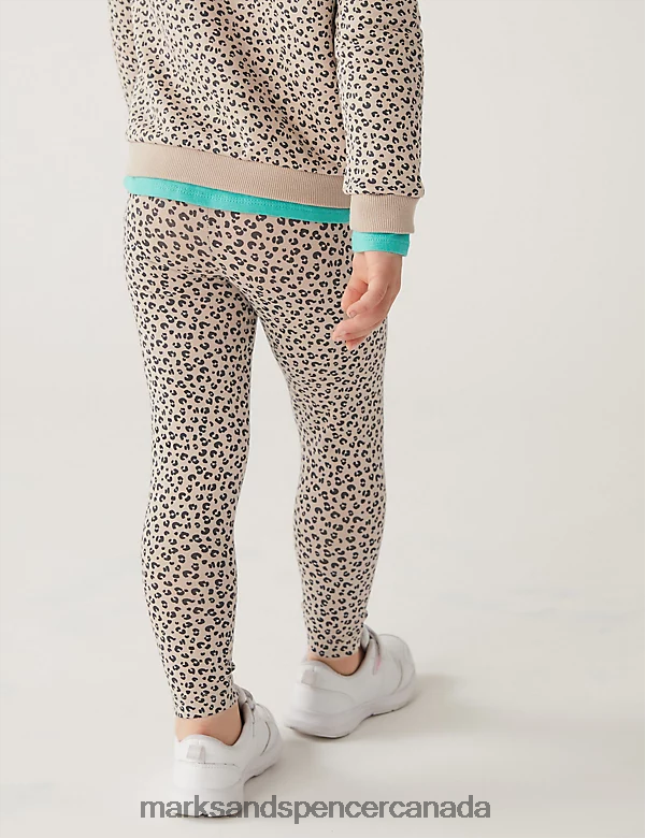Marks and Spencer sale - Clothing 20VTD9867 Beige Kids Marks & Spencer Cotton Rich Animal Print Leggings