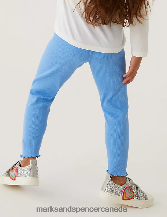 Clothing 20VTD9904 Blue Kids Marks & Spencer Cotton Rich Ribbed Leggings - Marks and Spencer online