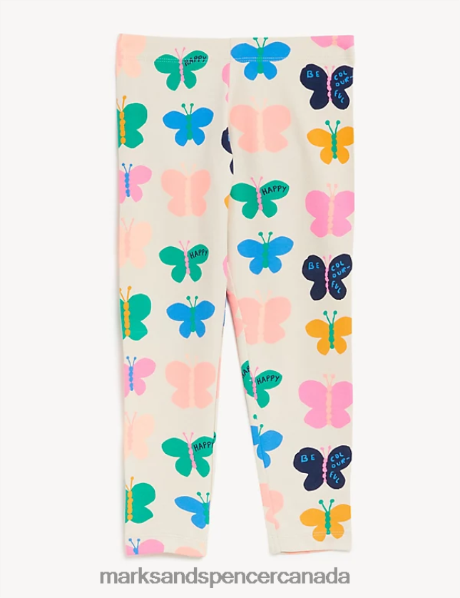 Marks and Spencer Canada - Clothing 20VTD9923 Multi Kids Marks & Spencer Cotton Rich Butterfly Print Leggings