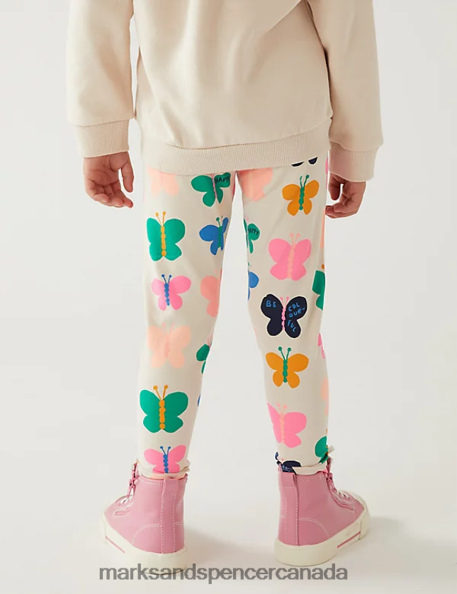 Marks and Spencer Canada - Clothing 20VTD9923 Multi Kids Marks & Spencer Cotton Rich Butterfly Print Leggings
