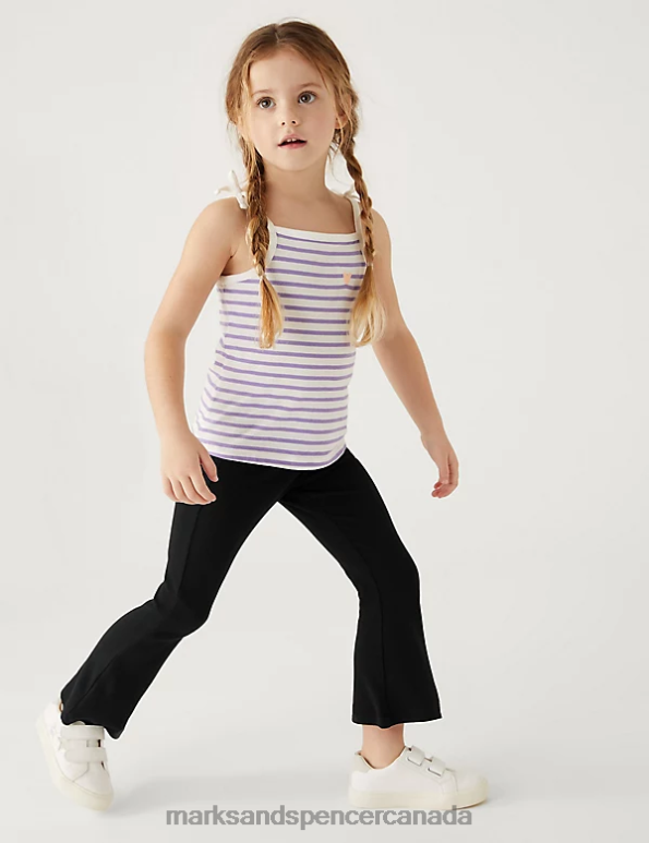 Kids Black Clothing Marks & Spencer Cotton Rich Ribbed Flared Leggings 20VTD8996 - Marks and Spencer Canada locations