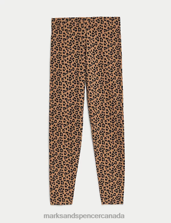 Marks and Spencer Canada - Kids Brown Mix Clothing Marks & Spencer Cotton Rich Animal Print Leggings 20VTD8863