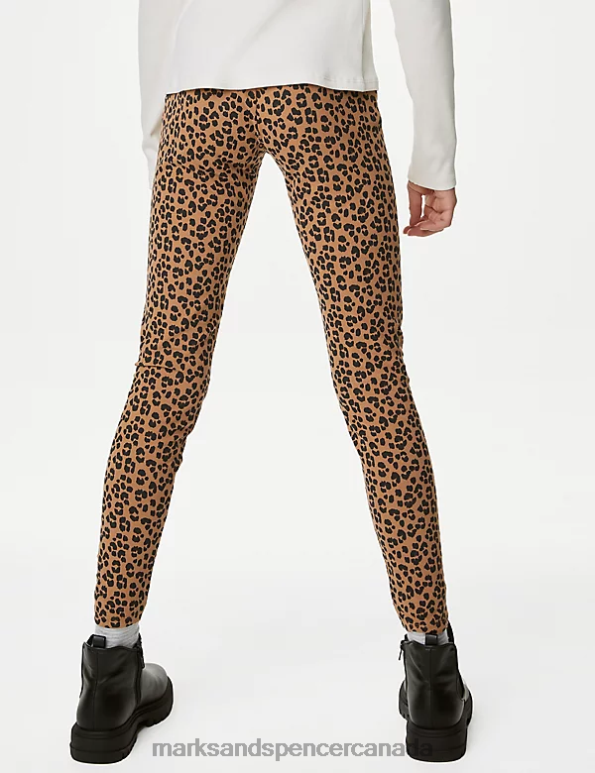 Marks and Spencer Canada - Kids Brown Mix Clothing Marks & Spencer Cotton Rich Animal Print Leggings 20VTD8863