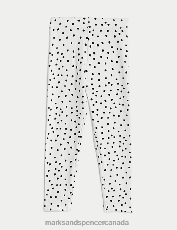 Kids White Clothing Marks & Spencer Cotton Rich Spotted Leggings 20VTD8860 - Marks and Spencer outlet