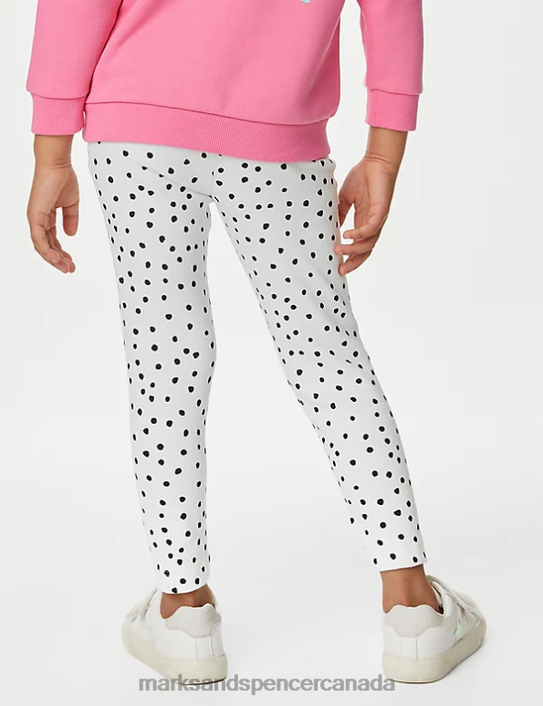 Kids White Clothing Marks & Spencer Cotton Rich Spotted Leggings 20VTD8860 - Marks and Spencer outlet