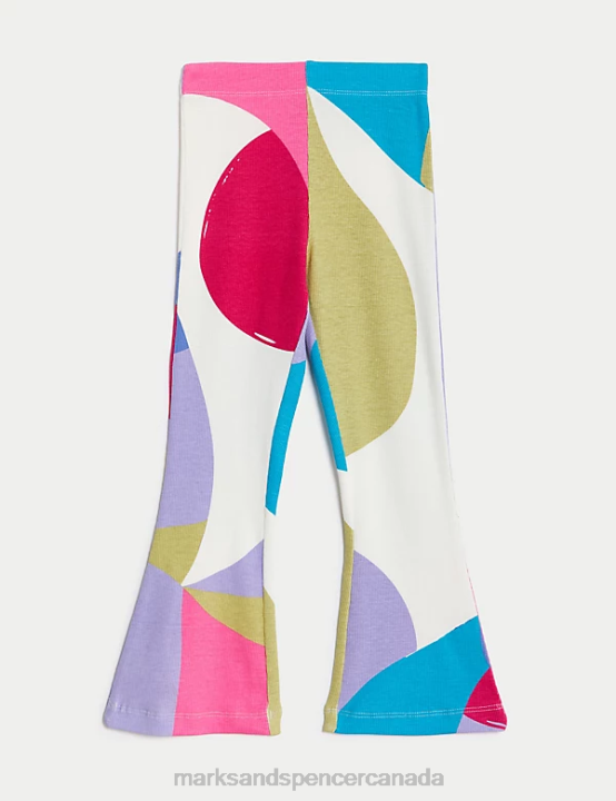 Marks and Spencer sale - Marks & Spencer Kids Cotton Rich Patterned Flared Leggings Clothing Multi 20VTD9102