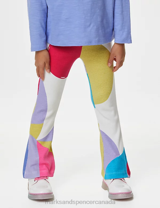 Marks and Spencer sale - Marks & Spencer Kids Cotton Rich Patterned Flared Leggings Clothing Multi 20VTD9102