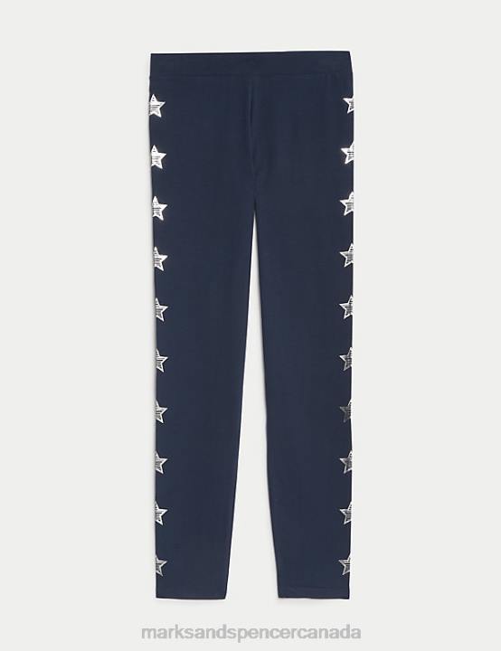 Marks and Spencer Canada - Marks & Spencer Kids Cotton Rich Stars Leggings Clothing Navy 20VTD9051