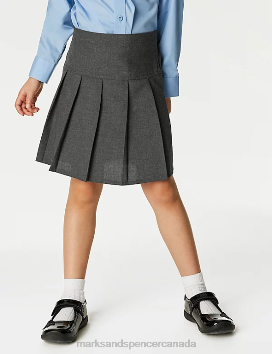 Marks and Spencer sale - Marks & Spencer Kids 2pk Plus Fit Pleated School Skirts School Uniform Grey 20VTD9168
