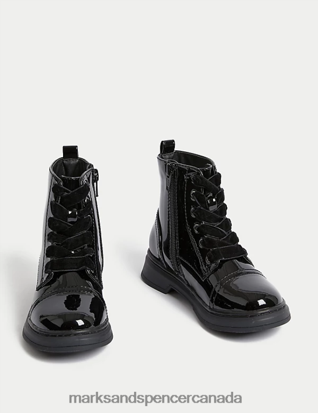 Marks and Spencer near me - Footwear 20VTD9180 Black Kids Marks & Spencer Patent Freshfeet Ankle Boots