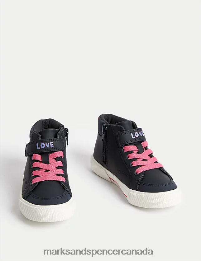 Footwear 20VTD9227 Navy Kids Marks & Spencer Freshfeet Unicorn High Top Trainers - Marks and Spencer online