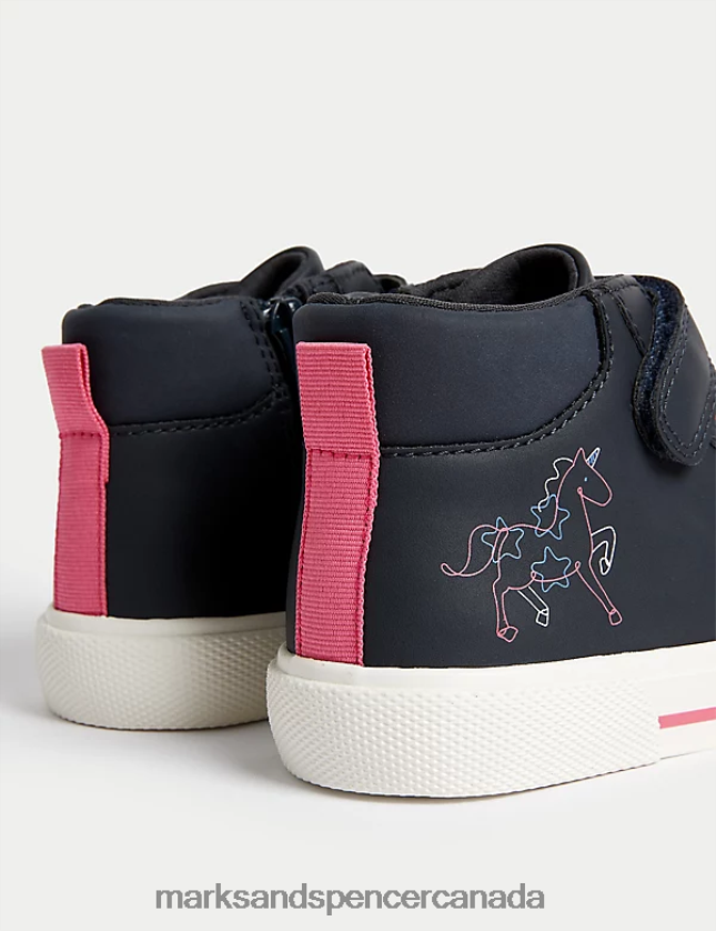 Footwear 20VTD9227 Navy Kids Marks & Spencer Freshfeet Unicorn High Top Trainers - Marks and Spencer online