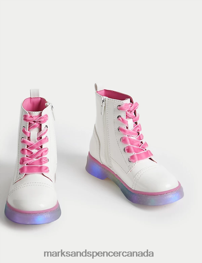 Footwear 20VTD9243 White Kids Marks & Spencer Freshfeet Rainbow Light Up Boots - Marks and Spencer Canada locations