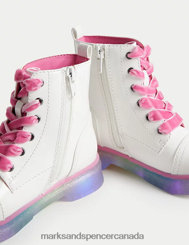 Footwear 20VTD9243 White Kids Marks & Spencer Freshfeet Rainbow Light Up Boots - Marks and Spencer Canada locations