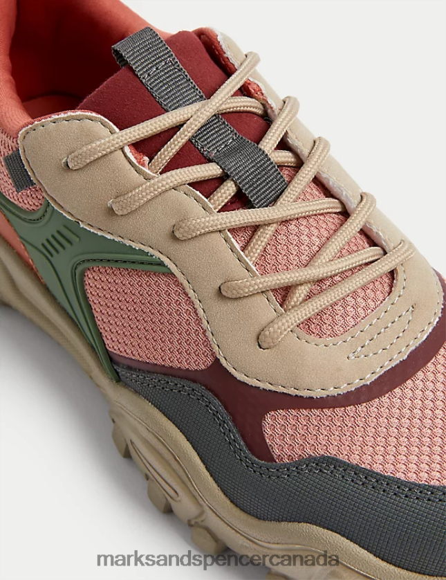 Marks and Spencer near me - Footwear 20VTD9283 Pink Mix Kids Marks & Spencer Freshfeet Colour Block Trainers