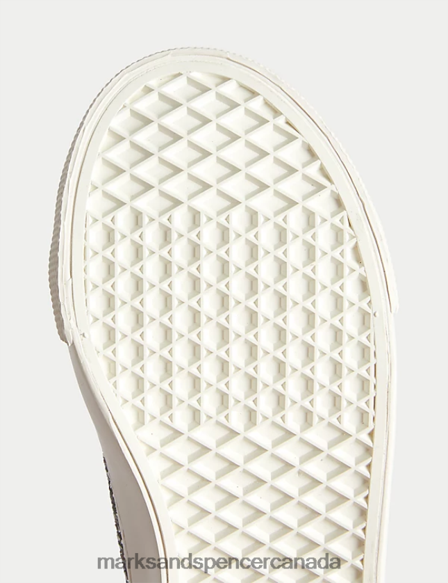 Marks and Spencer sale - Footwear 20VTD9295 Silver Kids Marks & Spencer Glitter Riptape Freshfeet Trainers 4 Small - 13 Small)
