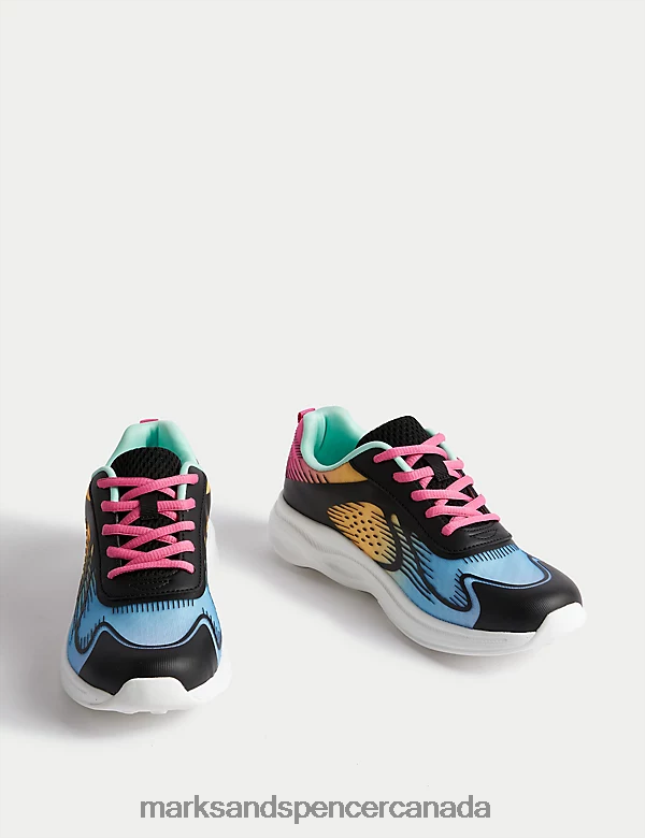 Footwear 20VTD9397 Black Mix Kids Marks & Spencer Freshfeet Sport Trainers - Marks and Spencer outlet