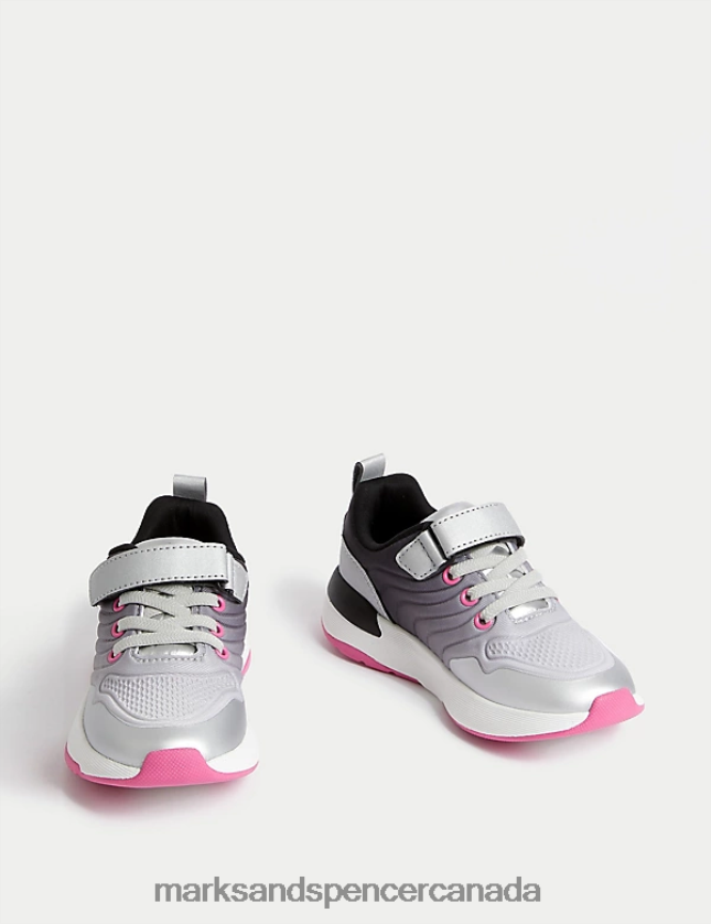 Marks and Spencer Canada - Footwear 20VTD9403 Silver Mix Kids Marks & Spencer Freshfeet Riptape Sport Trainers