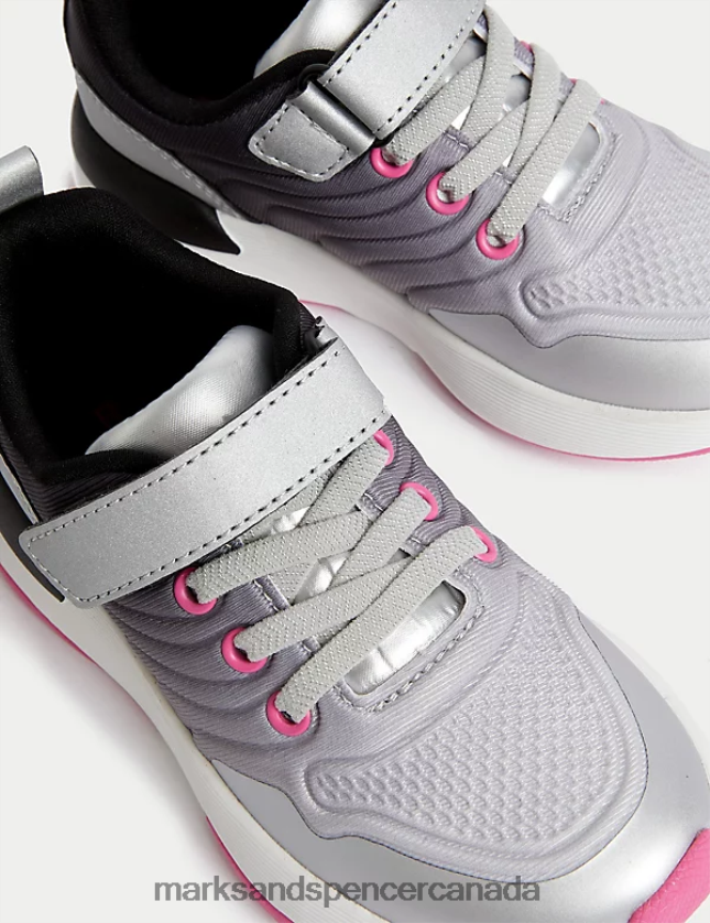 Marks and Spencer Canada - Footwear 20VTD9403 Silver Mix Kids Marks & Spencer Freshfeet Riptape Sport Trainers