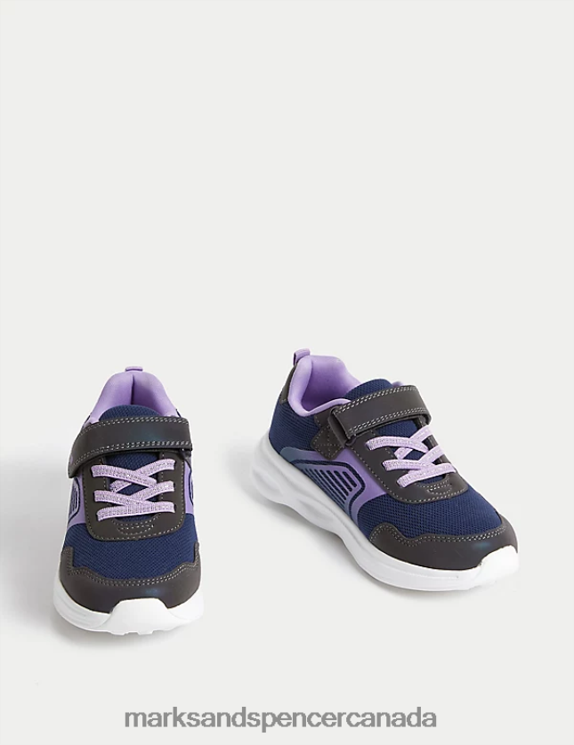 Marks and Spencer near me - Footwear 20VTD9406 Navy Mix Kids Marks & Spencer Freshfeet Sport Riptape Trainers