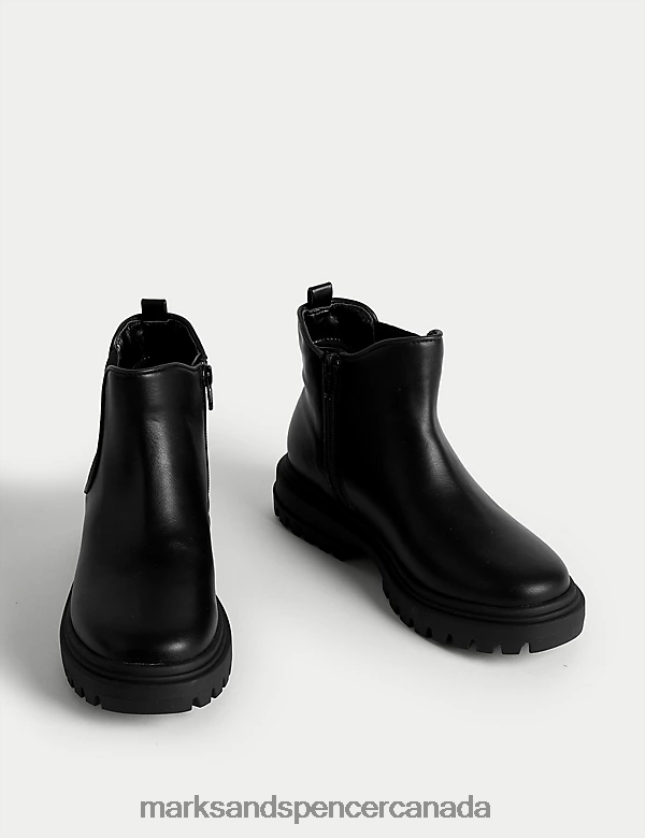 Marks and Spencer near me - Footwear 20VTD9461 Black Kids Marks & Spencer Freshfeet Chunky Chelsea Boots