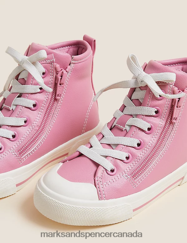 Footwear 20VTD9503 Pink Kids Marks & Spencer Freshfeet Zip High Tops - Marks and Spencer online