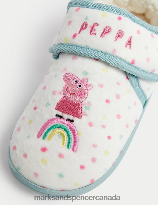 Marks and Spencer Canada - Footwear 20VTD9528 Cream Kids Marks & Spencer Peppa Pig Riptape Slippers