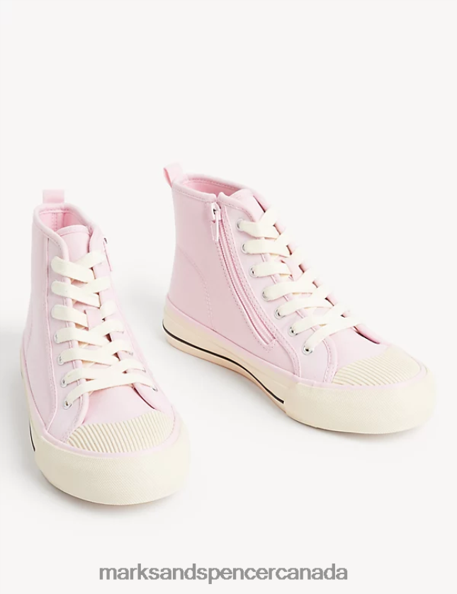 Footwear 20VTD9555 Pink Kids Marks & Spencer Canvas Freshfeet High Tops - Marks and Spencer online