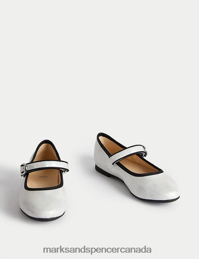 Marks and Spencer Canada - Footwear 20VTD9640 Silver Mix Kids Marks & Spencer Riptape Mary Jane Shoes