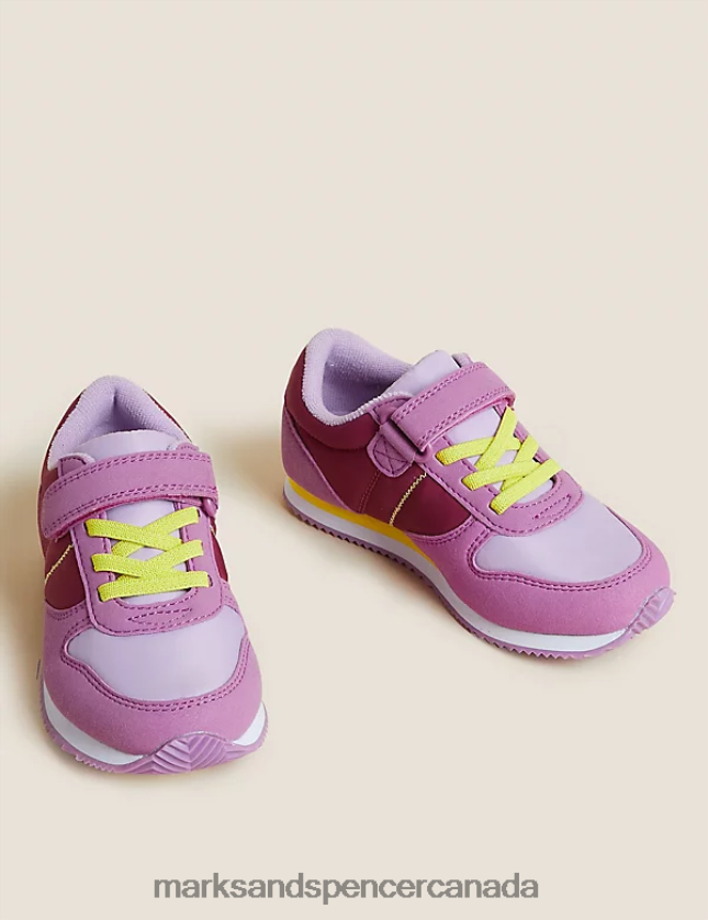 Marks and Spencer sale - Footwear 20VTD9653 Pink Mix Kids Marks & Spencer Freshfeet Riptape Trainers
