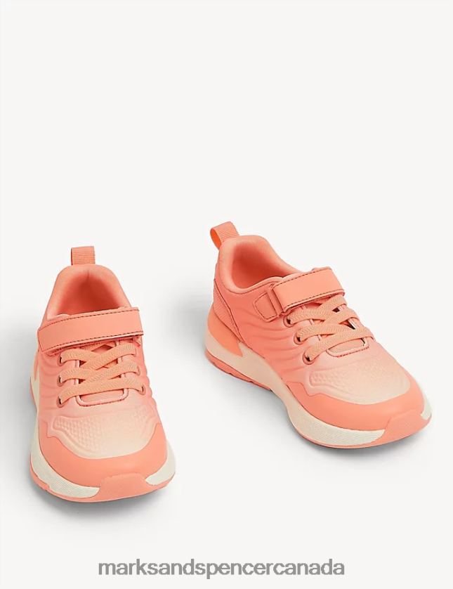 Marks and Spencer Canada - Footwear 20VTD9665 Coral Kids Marks & Spencer Freshfeet Riptape Ombre Trainers