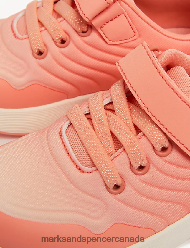 Marks and Spencer Canada - Footwear 20VTD9665 Coral Kids Marks & Spencer Freshfeet Riptape Ombre Trainers