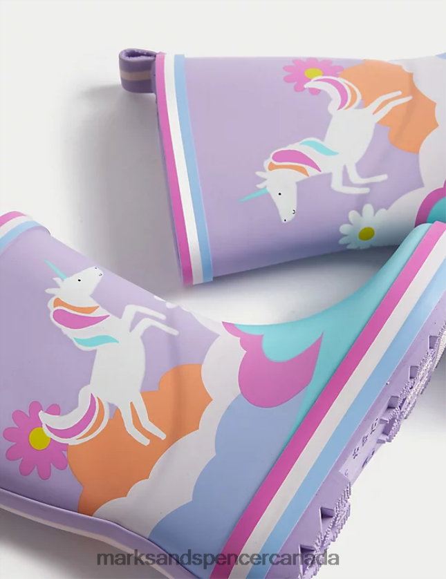 Footwear 20VTD9681 Lilac Kids Marks & Spencer Freshfeet Unicorn Wellies - Marks and Spencer online