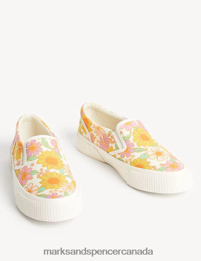 Marks and Spencer Canada - Footwear 20VTD9730 Multi Kids Marks & Spencer Canvas Floral Slip-on Pumps