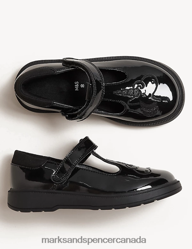 Marks and Spencer near me - Footwear 20VTD9736 Black Kids Marks & Spencer Leather Freshfeet Unicorn School Shoes