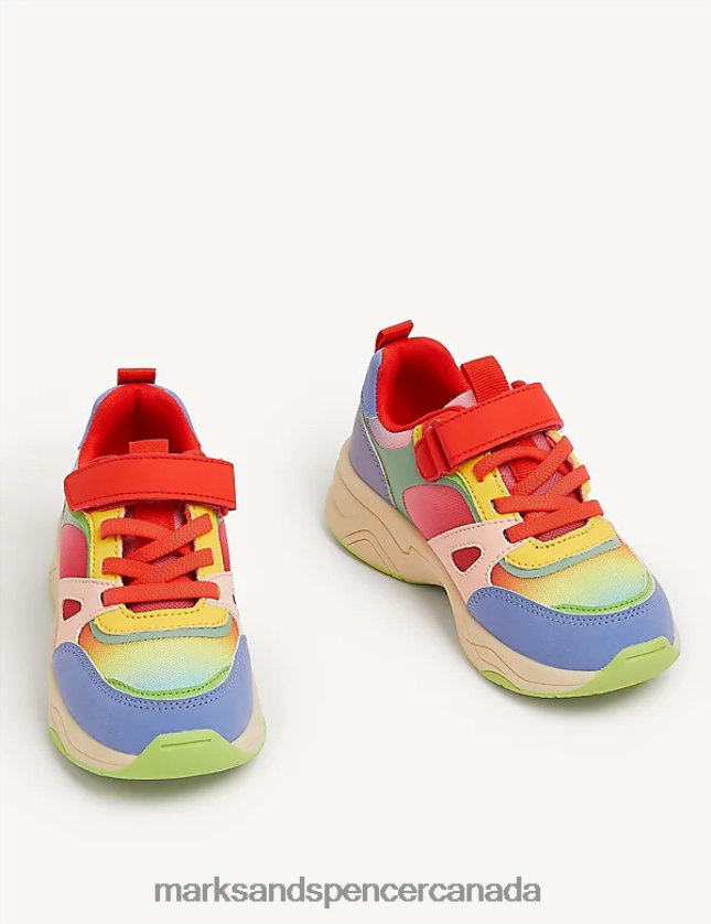 Footwear 20VTD9756 Multi Kids Marks & Spencer Freshfeet Colour Block Trainers - Marks and Spencer outlet
