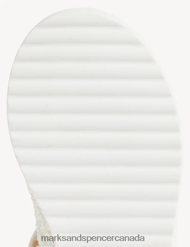 Marks and Spencer Canada - Footwear 20VTD9775 White Kids Marks & Spencer Glitter Riptape Mary Jane Shoes
