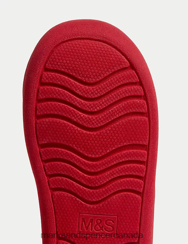 Footwear 20VTD9849 White/Red Kids Marks & Spencer Heart Riptape Slippers - Marks and Spencer online