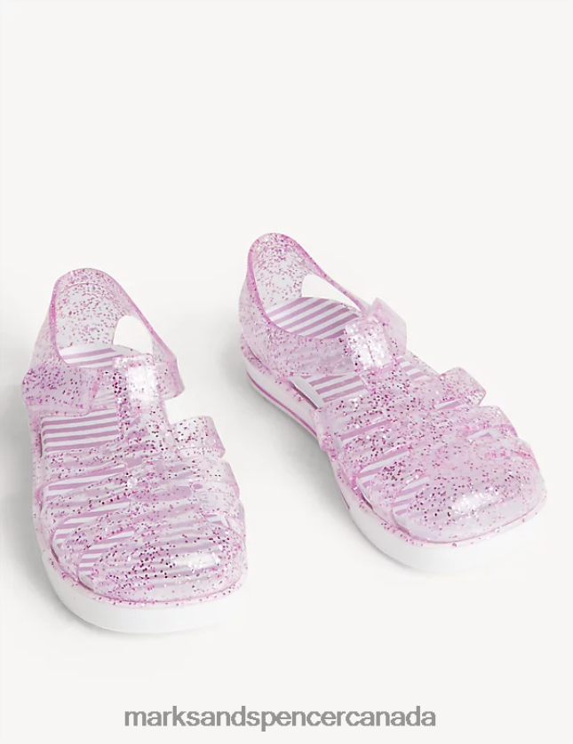 Marks and Spencer sale - Footwear 20VTD9882 Light Pink Kids Marks & Spencer Glitter Jelly Sandals