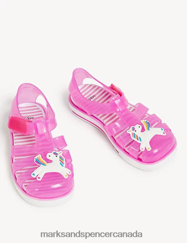 Footwear 20VTD9884 Pink Kids Marks & Spencer Unicorn Riptape Jelly Sandals - Marks and Spencer Canada locations