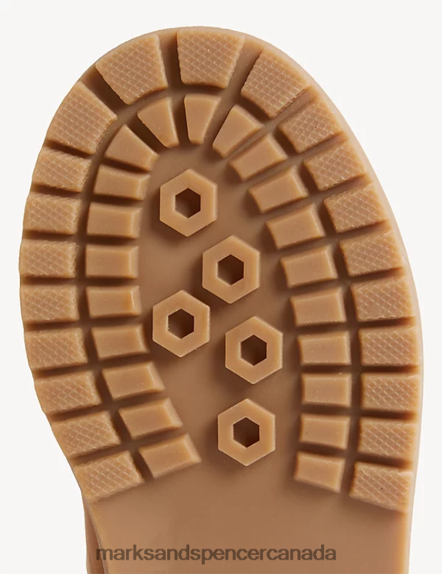 Footwear 20VTD9947 Tan Kids Marks & Spencer Faux Fur Lined Buckle Ankle Boots - Marks and Spencer Canada locations