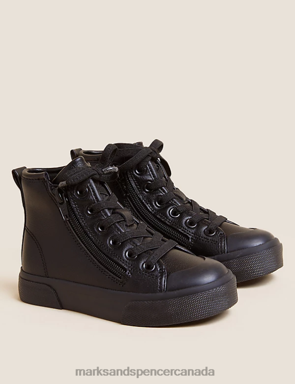 Marks and Spencer near me - Kids Black Footwear Marks & Spencer Freshfeet Zip High Tops 20VTD8690