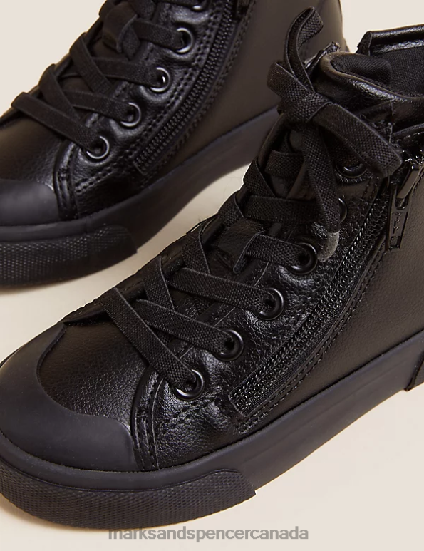 Marks and Spencer near me - Kids Black Footwear Marks & Spencer Freshfeet Zip High Tops 20VTD8690