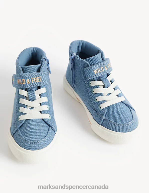 Kids Denim Footwear Marks & Spencer Freshfeet Unicorn High Tops 20VTD8983 - Marks and Spencer outlet